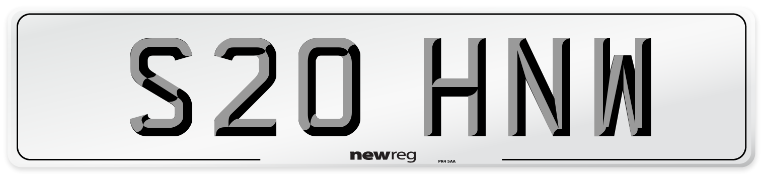 S20 HNW Number Plate from New Reg